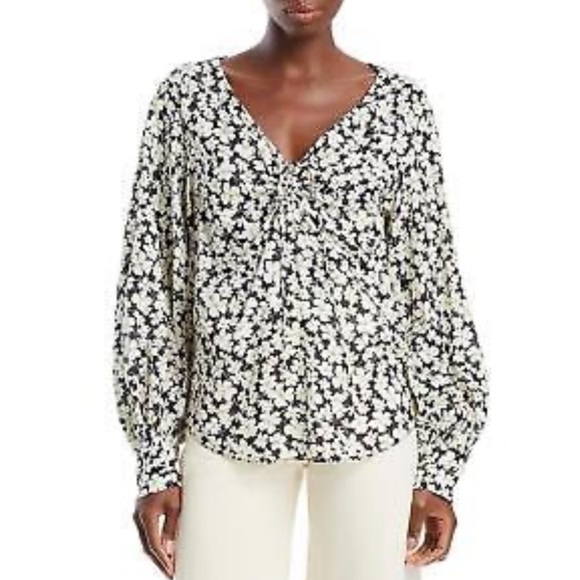 Rebecca Taylor | Paige Fluer Blouse, black/white/floral, size 12 - Picture 13 of 15
